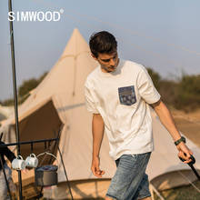 SIMWOOD 2022 летняя новая мужская футболка из 100% хлопка с рисунком Пейсли и карманами размера плюс, большие Топы, брендовая одежда, футболки SK170399 2024 - купить недорого