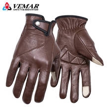 Коричневые мотоциклетные перчатки из натуральной кожи в стиле ретро, всесезонные перчатки для мотокросса, мужские и женские Мотоциклетные Перчатки 2024 - купить недорого