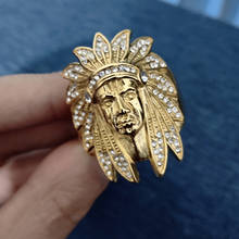 Мужское кольцо из титановой стали Stone New Indian Chief, Стильное кольцо из нержавеющей стали, мужское кольцо в стиле панк, хип-хоп, модные ювелирные изделия 2024 - купить недорого