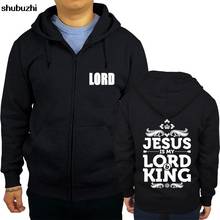 Shubuzhi-Sudadera con cremallera de Jesús es mi Señor y el rey para hombre, suéter informal de hip-hop con capucha, ropa de moda de otoño 2024 - compra barato