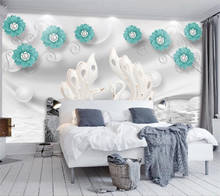 beibehang Custom wallpaper 3D murals small fresh flowers swan jewelry TV background wall papers home decor 3d papel de parede 2024 - buy cheap