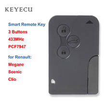 Keyecu-funda de mando a distancia inteligente, 3 botones, 433MHz, PCF7947, para Renault Megane Scenic 2003, 2004, 2005, 2006, 2007, 2008 2024 - compra barato