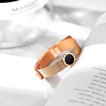 YUN RUO  Titanium Steel Jewelry Roman Numerals Charm Adjustable Bracelet Lover Cuff Rose Gold Woman Gift Not Fade Drop Shipping 2024 - buy cheap