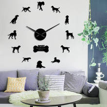 Modern Hungarian Vizsla Dog Breed DIY Wall Clock Mirror Surface Wall Stickers 3D Pet Clock Watch Beagle Portrait For Dog Lovers 2024 - compre barato