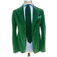 Chaqueta de terciopelo verde para hombre, traje de espiga de una pieza, Mariage, abrigo de último diseño 2024 - compra barato