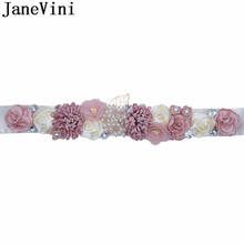 JaneVini Vintage Pink Wedding Sash Crystal Belt Flowers Pearl Jewelled Satin Belt for Dress Rhinestone Beaded Bridal Belts Women 2024 - buy cheap