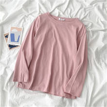 Camiseta feminina estampada estilo coreano, camiseta feminina folgada de manga curta com cor sólida para o verão 2021 2024 - compre barato