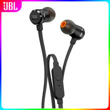 Fone de ouvido interno jbl t290 original, fones de ouvido com fio estéreo de 3.5mm, headset de alumínio esportivo para jogos, grave puro, mãos livres com microfone 2024 - compre barato