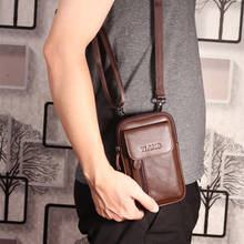 Yiang bolsa masculina de couro legítimo, multi-função de negócios, pequena bolsa de ombro mensageiro para homens, escritório, couro vintage 2024 - compre barato