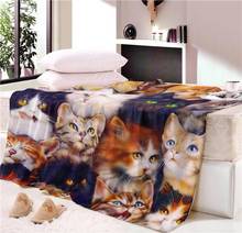 Hot 3D Cute Cat Printed Microfiber Plush Sherap Nap blanket Sofa Boys Bedding Soft Cartoon Throw Blanket for Kids Beach Towel 2024 - buy cheap
