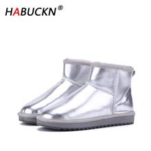 HABUCKN Fashion Classic Waterproof Cowhide Leather Wool Lined Women Winter Ankle  Snow Boots for Women Short Basic Winter Shoes 2024 - buy cheap