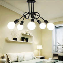 Lustre nórdico suspenso, 5 lâmpadas, branco e preto, luminária industrial, dobra, personalidade para casa e loja 2024 - compre barato