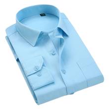 Высокое качество, Классические Саржевые мужские социальные рубашки с длинным рукавом, Повседневная рубашка размера плюс 5xl 2024 - купить недорого