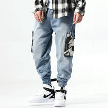 Hot 2020 Fashions Men Jeans Camouflage Pocket Cargo Pants Hip Hop Harem Trousers Baggy Cotton Denim Joggers Jeans Male Clothes 2024 - buy cheap