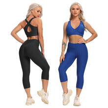 Booty Yoga Set Fitness Women Workout Suit Calf-Length Pants Sleeveless Sports Bra Crop Top Gym Clothing High Waist Leggings 2024 - buy cheap