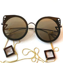 Classic Vintage Round Sunglasses Women With Chain Brand Gradient Cat Eye Sunglasses Women Men Luxury Goggle Oculos UV400 2024 - buy cheap