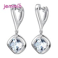 Top Quality Shinning Crystal Dangle Drop Earrings For Women 925 Sterling Silver Square Pendant Earrings Wedding Party Gifts 2024 - buy cheap