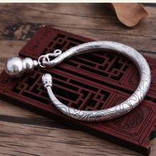 Real s999 pure silver jewelry ethnic style silver bracelet for women children flowers fortune good luck fashion woman bracelet 2024 - buy cheap