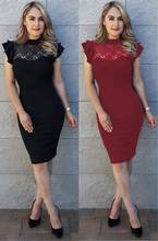 Wendywu Sexy Women O-neck Sleeveless Bodycon Lace Pencil Dress Lady Elegant Office Dress Vestidos 2024 - buy cheap