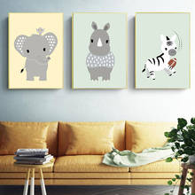 Animais dos desenhos animados imagem girafa esquilo coelho berçário cartaz pintura nordic crianças decoração do quarto das crianças 2024 - compre barato