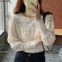 Blusa informal de manga larga para mujer, camisa de Color sólido con agujeros, blusa básica de moda coreana, nuevo diseño, O1156 2024 - compra barato
