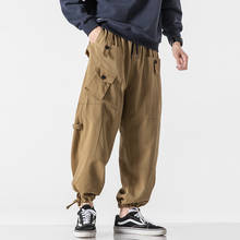 Мужские брюки-карго в стиле хип-хоп, мужские брюки-шаровары с несколькими карманами, мужские спортивные брюки с лентами, Мужская Уличная одежда, повседневные джоггеры, брюки размера 5XL, 2021 2024 - купить недорого