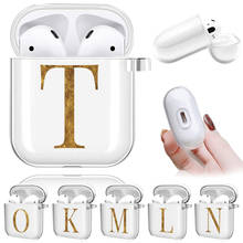 AirPods Cases For Apple Airpods 1st / 2nd Generation Gold Initial Letter Bluetooth Wireless Earphone Silicone Cover 2024 - buy cheap