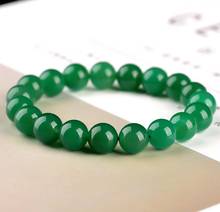 Fashion jewelry Free Shipping  Beautiful Jewelry Chinese 8mm Green Chalcedony jade Beads Elastic Bracelet 2024 - buy cheap