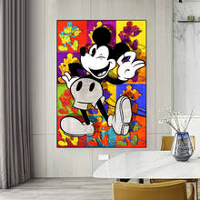 Pinturas en lienzo de Arte de grafiti callejero de Disney, póster impreso de Mickey Mouse y Pato Donald, imagen artística de pared para decoración del hogar y dormitorio 2024 - compra barato