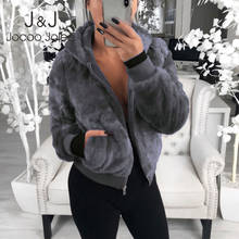 Jocoo Jolee 2020 Winter Hooded Cropped Coats and Jackets Fluffy Fleece Jackets Faux Fur Coat Teddy Coat Warm Outwear Clothing 2024 - buy cheap