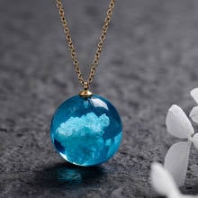 Colar com pingente de bola de resina transparente, colar feminino com esferas de nuvem azul-céu, presentes, joias da moda, 2021 2024 - compre barato