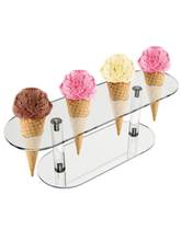 4 Holes Acrylic Ice Cream Cone Holder Oval Transparent Sushi Popcorn DIY Display Stand For Party Buffet Display Kitchen Tool 2024 - buy cheap
