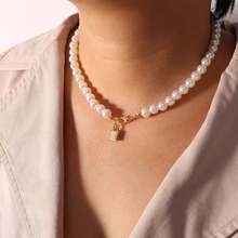 Alloy Lock Imitation Pearl Necklace Woman Necklace Clavicle Chain 2020 Jewelry Choker Pendant Aesthetic Gift Bohemia Collar 2024 - buy cheap