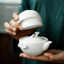 PINNY-juego de té de viaje de porcelana blanca, incluye 1 olla y 2 tazas, juegos de té portátiles para exteriores, Vasos de cerámica de esmalte 2024 - compra barato
