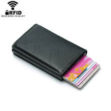 RFID Blocking Automatic Metal Credit Card Holder Vintage Anti Theft Men's Leather Wallet Aluminum Case For Bank Cards 2024 - купить недорого