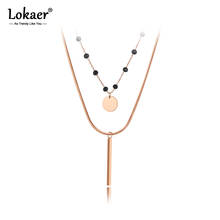Lokaer Trendy Bohemia Stainless Steel Double-layer Chain Choker Necklace Jewelry Beach Crystal Pendant Necklace For Women N20199 2024 - buy cheap