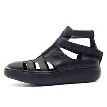 Sandalias de plataforma gruesa con punta redonda para hombre, zapatos de gladiador de cuero Real, de talla grande, informales, para playa 2024 - compra barato