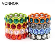 Bracelet for Women Multicolor Crystal Inlaid Aloy Enamel Elastic Bracelet Glass Beads Trendy Jewelry Friendship Bracelet 2024 - buy cheap