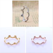 Original 925 Sterling Silver Gold Pan Ring Flower Crown Rings With Crystal For Women Wedding Party Gift Fine Jewelry 2024 - buy cheap