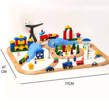 Juego de bloques de construcción de vías de tren pequeño para niños, compatible con vías de tren juguete pequeñas de madera, 123 Uds. 2024 - compra barato