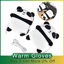 Calentador de manos eléctrico con USB, guantes con forma de Panda, sin dedos, cálido, para ordenador portátil, regalo de Navidad 2024 - compra barato