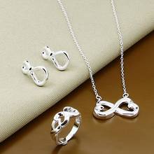 New 925 Sterling Silver Heart-Shaped Pendant Necklace Earrings Ring Set, Women'S Wedding Engagement Party Jewelry 2024 - buy cheap