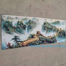Pintura de paisaje de Gran Muralla, pintura de brocado Thangka, tela de seda dorada, bordado, artesanías antiguas 2024 - compra barato