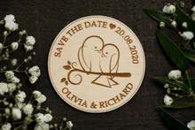 , Custom Cute Save The Date, Birds Save The Date, Bird Wedding Invitation, Wooden MagnetPersonalized Wedding Magnet, Wood Birds 2024 - buy cheap