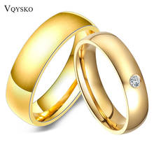 Fashion Gold Tone Engagement Rings for Couples Stainless Steel With Crystone Men Women Puzzle Anillos Joyas De Wedding Bands 2024 - buy cheap