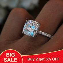 Cute Female Crystal Cocktail Party Ring Luxury Fashion Silver Color Wedding Band Jewelry Promise Engagement Rings For Women 2024 - buy cheap