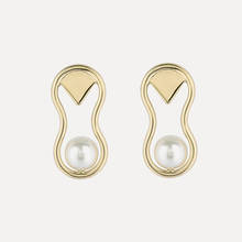 Chic Simple Earrings Gold Metal Geometric Irregular Circle Pearl Stud Earrings for Women Girl Jewelry 2024 - buy cheap