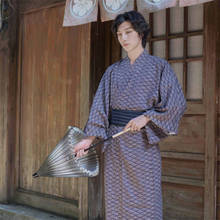 Yukata-Kimono largo para hombre, pijama de algodón Haori Samurai, cárdigan largo Retro, albornoz, ropa tradicional para el hogar, estilo japonés 2024 - compra barato