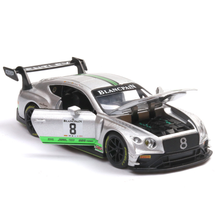 Bentley gt3 super carro esportivo, modelo de simulação acústico, força de retorno para menino, aniversário de ano novo, presente de natal, prata, 1: 32 2024 - compre barato