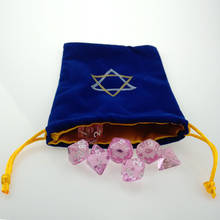 Rollooo Custom Dice Bag with Translucent Pink RPG Dice Set d4 d6 d8 d10 d% d12 and d20 2024 - buy cheap